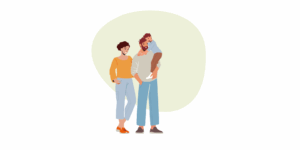 Eine Mutter und ein Vater mit ihrem Sohn.